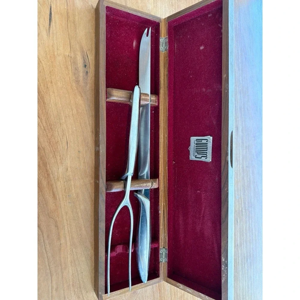 Vintage Gerber Legendary Blades Snickersnee Knife & Ron Fork Carving Set in Gump